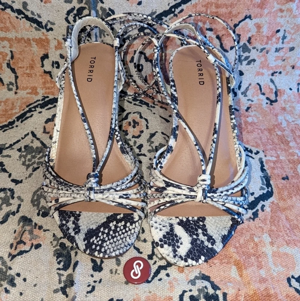 TORRID - Snake Print Faux Leather Ankle Wrap Espadrille Wedges